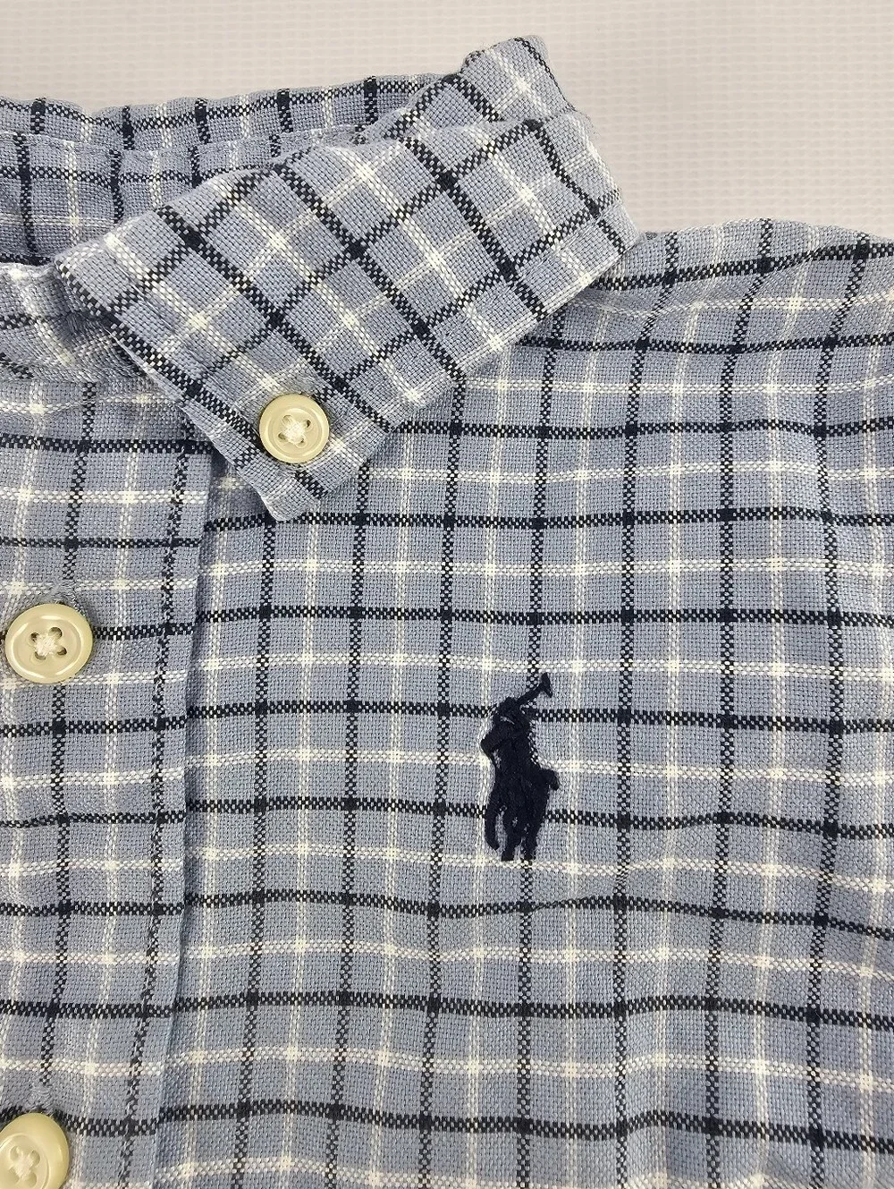Polo Ralph Lauren Baby Boy Blue Plaid Cotton Long-sleeve Button-Down Shirt 9M